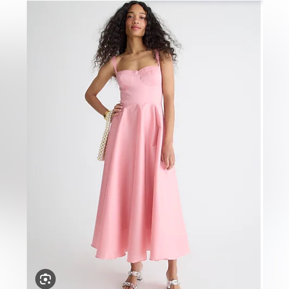 NWT J. Crew Collection Sweetheart A-Line Midi Dress in Stretch Taffeta Pink Sz 6